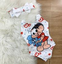 Body Maio Suplex Infantil Temático da Mônica Branco