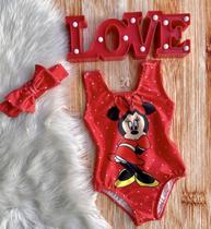 Body Maio Suplex Infantil Temático Minnie Vermelha