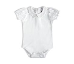 Body manga curta Baby Branco com gola em renda Tamanho:M Body manga curta Baby Branco com gola em renda Tamanho:M