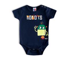 Body manga curta Baby marinho Robots Body manga curta Baby marinho Robots