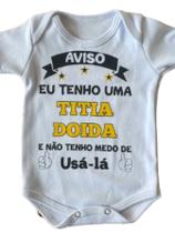 Body manga curta bebê algodão suedine titia doida