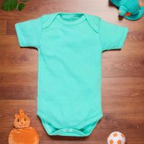 Body Manga Curta Em Suedine Básico para Bebê Verde Claro Body Manga Curta Em Suedine Básico para Bebê Verde Claro
