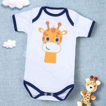 Body Manga Curta Estampa Girafinha - Ideal para Bebê Menino