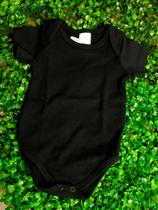 Body Manga Curta Fem/ Masc Preto Liso - Basico