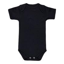 Body Manga Curta para Bebê em Suedine Básico Preto