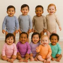 Body manga longa bebe menino algodão liso básico bodie neném enxoval maternidade confortável kit 3 peças Tamanho G