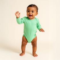 Body manga longa bebe menino algodão liso básico bodie neném enxoval maternidade confortável kit 3 peças Tamanho P