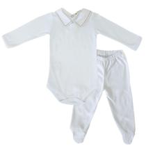 Body Manga Longa Bebê Menino Gola Detalhada e Calça Mijão