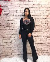 Body manga longa com bojo e detalhes nas costas maryland
