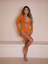 Body Manga Longa com Tule Transparente