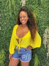 Body manga longa em crepe