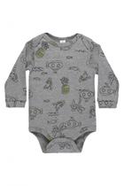 Body Manga Longa em Suedine Fundo do Mar Mescla - Up Baby Body Manga Longa em Suedine Fundo do Mar Mescla - Up Baby