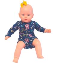 Body Manga Longa menina Floral Marinho