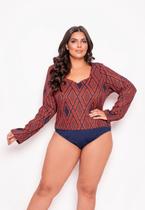 Body Manga Longa Plus Size Tricot