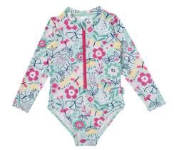 Body Manga Longa Praia Toddler Floral Elastano Tip Top Body Manga Longa Praia Toddler Floral Elastano Tip Top