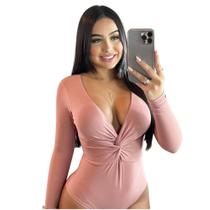 Body Manga Longa Sensual Decote Trançado Com Bojo Body Manga Longa Sensual Decote Trançado Com Bojo