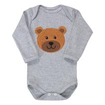 Body Manga Longa Ursinho 3D Mescla para Bebê Menino Body Manga Longa Ursinho 3D Mescla para Bebê Menino