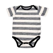 Body mc malha b+ em malha algodão com poliester listra cinza 3-6 Body mc malha b+ em malha algodão com poliester listra cinza 3-6