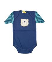 Body menino manga curta suedine azul tam g 6 a 9 meses