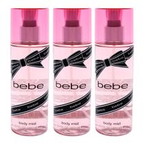 Body Mist Bebe Silver para mulheres, 250 ml, pacote com 3