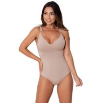 Body Modelador Com Compressão Feminino Segunda Pele Cinta Suplex Sem Bojo Conforto Alça Reforçada