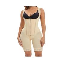 Body Modelador Feminino De Compressão Total Com Zíper Na Virilha Para Controle Abdominal E Redução