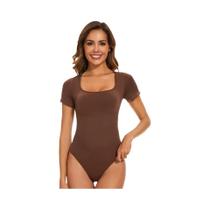 Body Modelador Feminino De Manga Curta Com Controle De Barriga E Decote Redondo