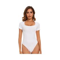 Body Modelador Feminino De Manga Curta Com Controle De Barriga E Decote Redondo Body Modelador Feminino De Manga Curta Com Controle De Barriga E Decote Redondo