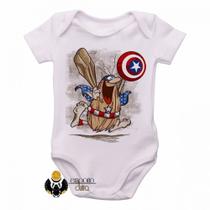 body nenê criança roupa bebê Capitão Cavérica escudo