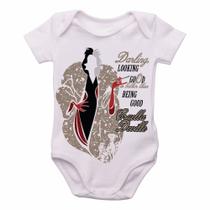 body nenê criança roupa bebê Cruella Deville