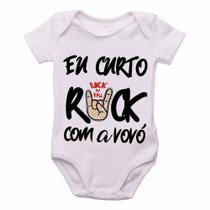 body nenê criança roupa bebê Eu curto rock com a vovó body nenê criança roupa bebê Eu curto rock com a vovó