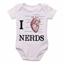 body nenê criança roupa bebê I love nerds heart coração