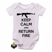 body nenê criança roupa bebê Keep Calm Return Fire body nenê criança roupa bebê Keep Calm Return Fire
