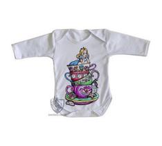 body nenê criança roupa bebê manga longa Alice & Gato body nenê criança roupa bebê manga longa Alice & Gato