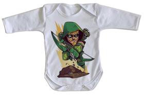 body nenê criança roupa bebê manga longa Arqueiro Verde