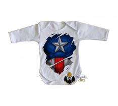 body nenê criança roupa bebê manga longa Capitão América disfarce body nenê criança roupa bebê manga longa Capitão América disfarce