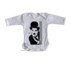 body nenê criança roupa bebê manga longa Charles Chaplin body nenê criança roupa bebê manga longa Charles Chaplin