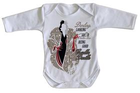 body nenê criança roupa bebê manga longa Cruella Deville Looking 101 dalmatas good body nenê criança roupa bebê manga longa Cruella Deville Looking 101 dalmatas good