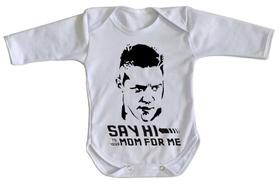 body nenê criança roupa bebê manga longa De volta para o futuro Biff diga oi pra sua mãe