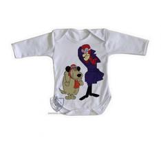 body nenê criança roupa bebê manga longa Dick Vigarista Mutley rindo