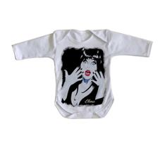body nenê criança roupa bebê manga longa Elvira rainha das trevas body nenê criança roupa bebê manga longa Elvira rainha das trevas