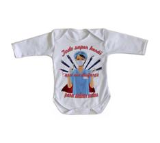body nenê criança roupa bebê manga longa Enfermeira super herói salvar vidas