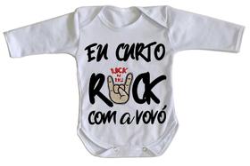 body nenê criança roupa bebê manga longa Eu curto rock com a vovó body nenê criança roupa bebê manga longa Eu curto rock com a vovó