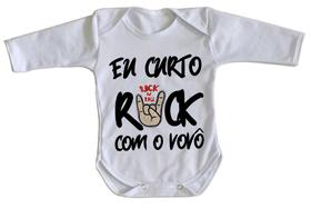body nenê criança roupa bebê manga longa Eu curto rock com o vovô body nenê criança roupa bebê manga longa Eu curto rock com o vovô
