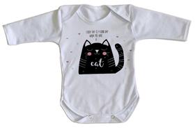 body nenê criança roupa bebê manga longa Every day is a good day when you have a cat