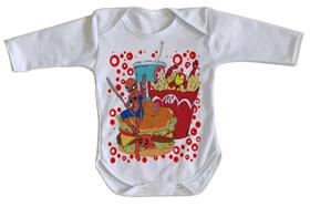 body nenê criança roupa bebê manga longa fast food com super heróis