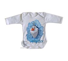 body nenê criança roupa bebê manga longa Frozen Olaf