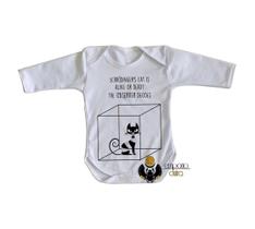 body nenê criança roupa bebê manga longa Gato de Schrödinger