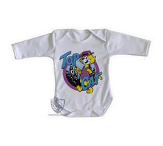 body nenê criança roupa bebê manga longa Gato Manda Chuva Top Cat