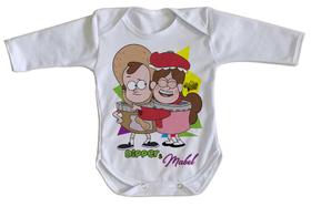 body nenê criança roupa bebê manga longa Gravity Falls Mabel Dipper